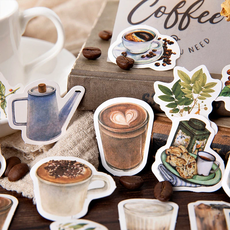 45pcs/box Vintage Rooftop Coffee Shop Stickers Set Scrapbooking Stickers For Journal Planner Diy Crafts Photo album Stickers