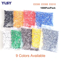 1000Pcs Copper Tube Insutated Cord End Terminals Electric Crimp Terminal Wire Connector E0306 0308 0310 Cable Ferrules VE 24AWG