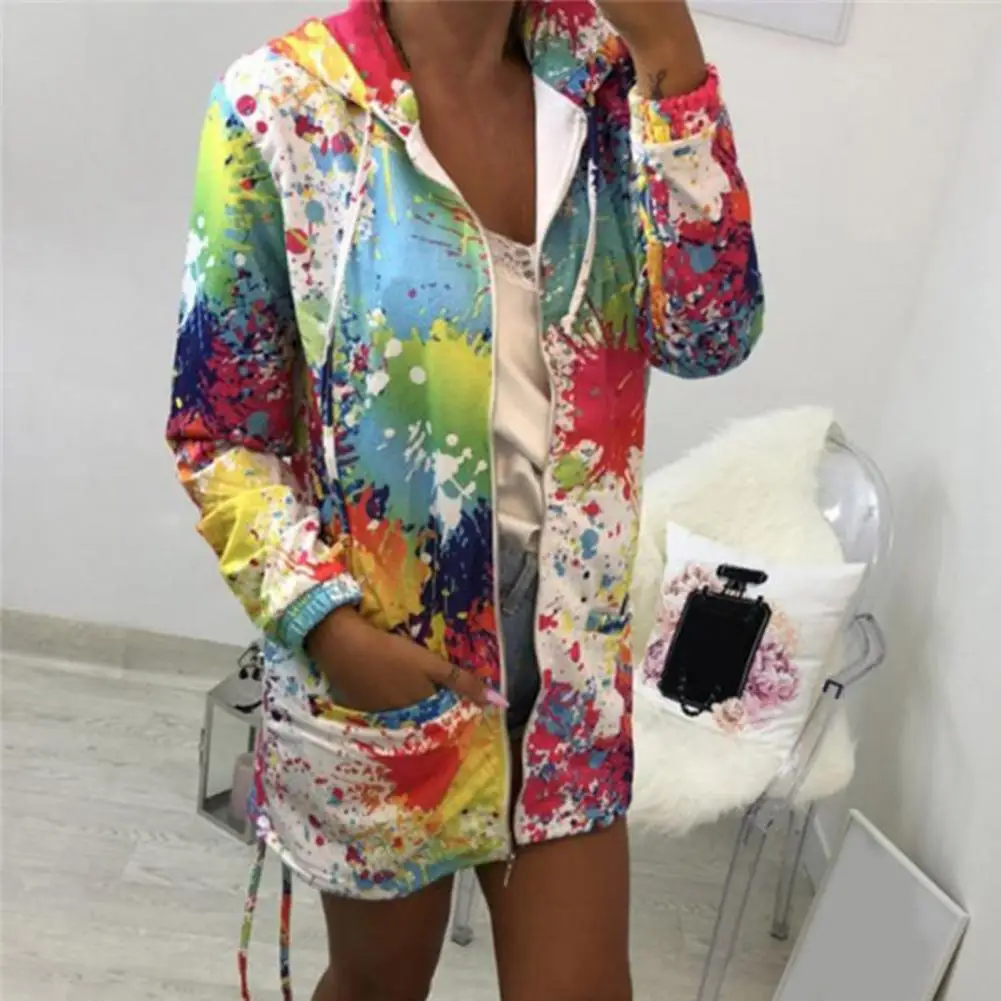 Printed Windbreaker Lightweight Colorful Women Sweatshirt for Going Out