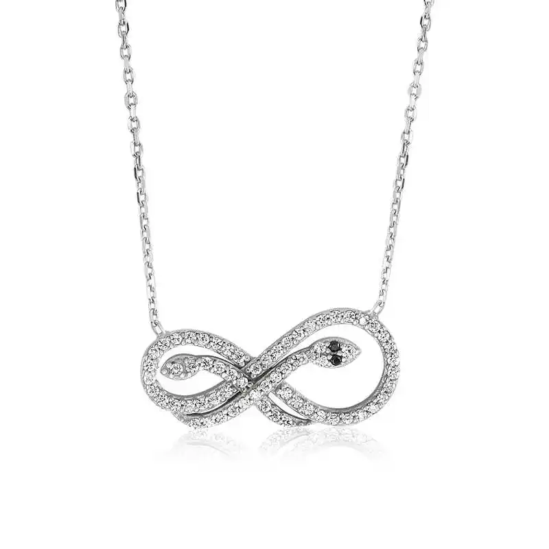 Sterling silver Heart Infinity Love Necklace Women Necklace 925 Sterling Fine Jewelry Wedding Party Birthday Gift - Box -for Stone - Pendant - Chain Choker - Female - Ladies - Fashion