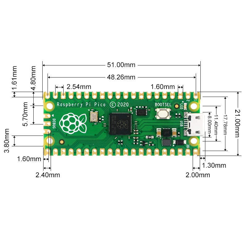 Offizielle Raspberry Pi Pico Board RP2040 Dual-Core 264KB ARM Low-Power Mikrocomputern High-Leistung Cortex-M0 + prozessor PICO