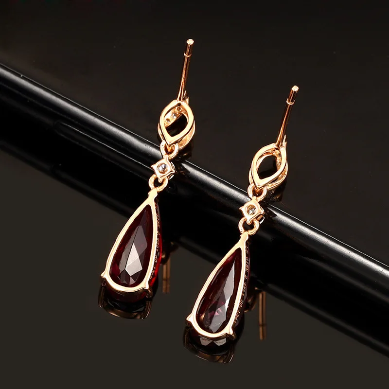 Cellacity Water Drop Shaped Ruby Earrings for Women Trendy Silver  Jewelry Rose Gold Color Ear drops Female Party Accessory