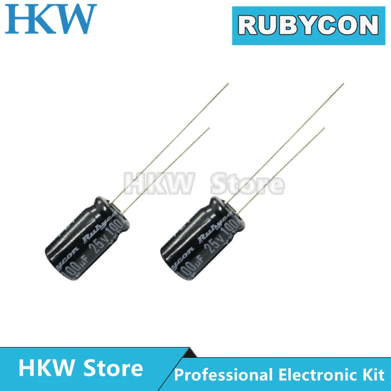 10 sztuk Rubycon kondensatory elektrolityczne 6.3V 10V 16V 25V 35V 50V 63V 100V 400V 450V 1UF 10UF 22UF 47UF 220UF 470UF 1000UF 2200UF