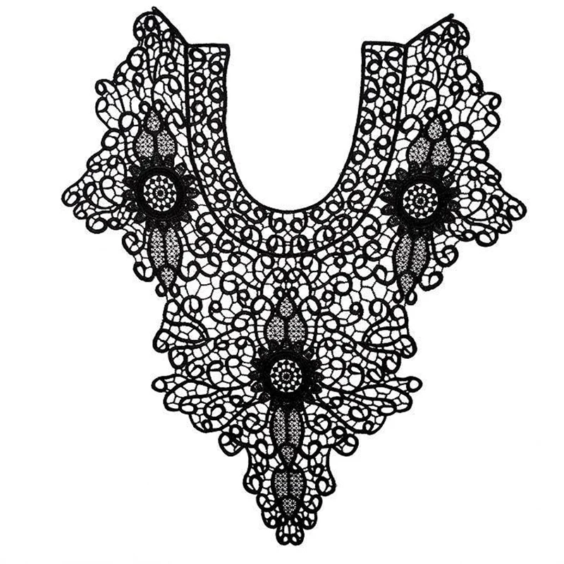 2019 High quality Hollow White Lace Fabric Embroidered Applique Neckline for Lace Collar DIY African Lace Fabric Sewing Supplies