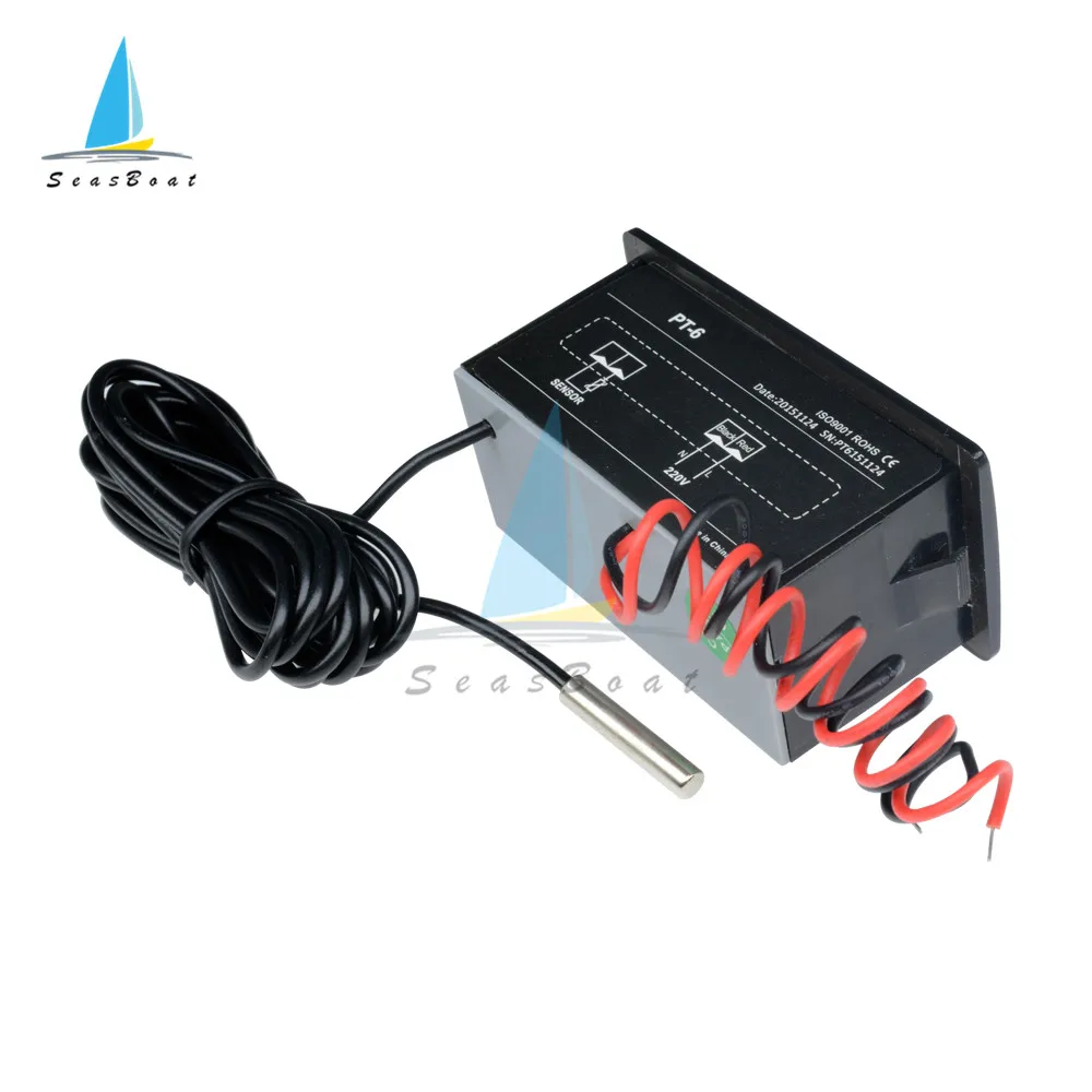 -40~110℃ Digital Car Thermometer Vehicle Temperature Meter Monitor PT-6 AC 220V Automotive Thermometer with NTC Sensor