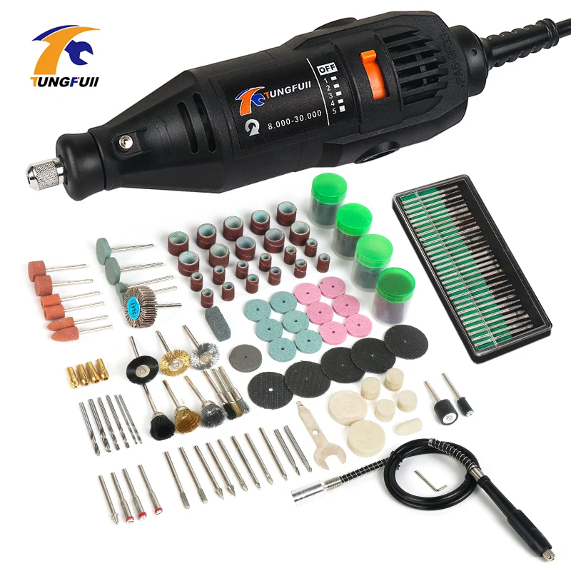 Tungfull Mini Drill 130W Drilling Machine 30000rpm Variable Speed Rotary Tools  Electric Engraver For Dremel 4000 3000