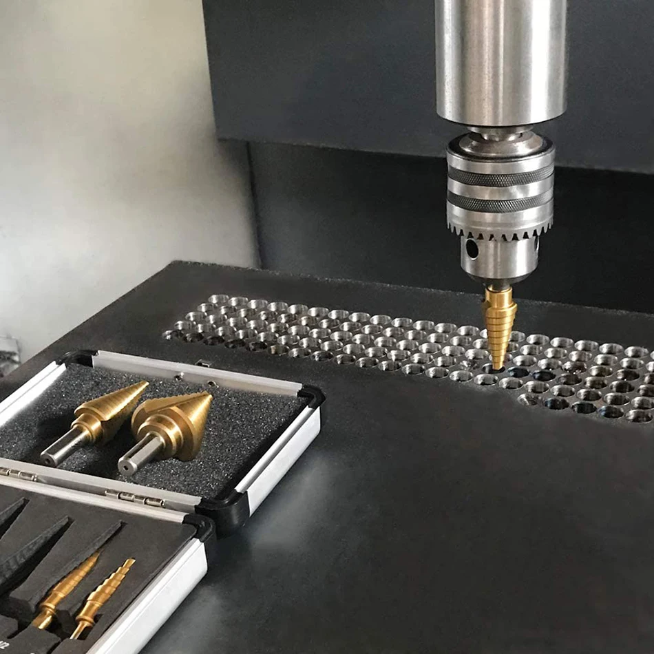 GanWei 3Pcs/5Pcs/6Pcs Titanium Step Drill Bit Set Hss Cobalt หลายขั้นตอนขั้นตอนเจาะสำหรับโลหะอลูมิเนียมเจาะรู