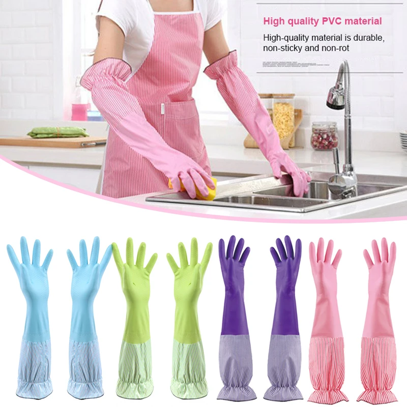 Cleaning Gloves Waterproof Durable Plush Thickened Latex Rubber for Laundry Kitchen Household Cleaning FS99