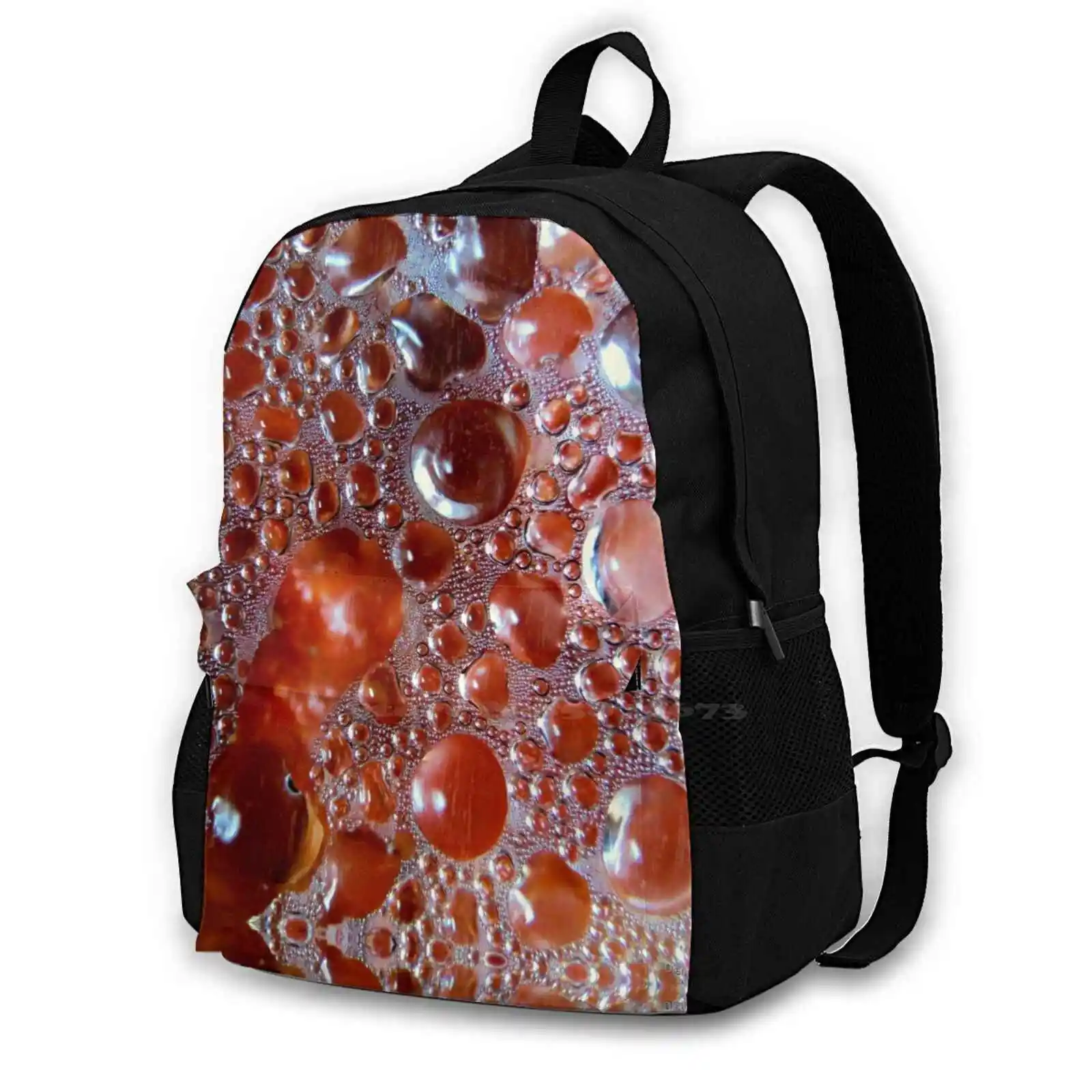 

Bubbles In Depth Hot Sale Schoolbag Backpack Fashion Bags Circles Bubbles Orange Peach Clear Sizes Textures