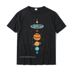 Płaska ziemia i planety zabawna teoria spisku Earthers prezent koszulka śliczne mężczyźni T Shirt bawełniane topy koszulki Camisa