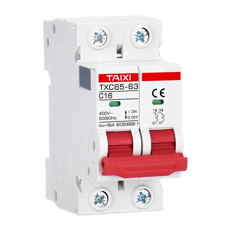 6KA MCB C65N-63 Miniature Circuit Breakers with Indication AC 400V 1P 2Pole 3P 4P 6000A Breaking 30A 60A