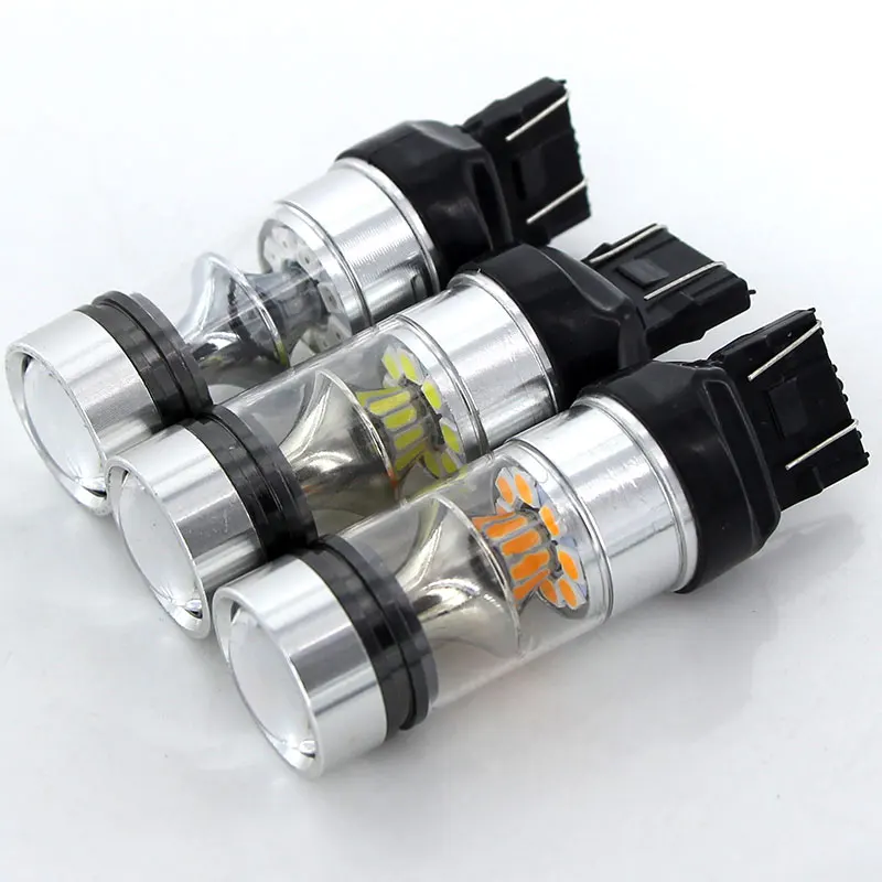2X Red High Power 100W 3030 20SMD LED 7443 T20 7444NA LED Bulbs For Turn Signal Lights, Tail Lights, Brake Lights, Brilliant Red