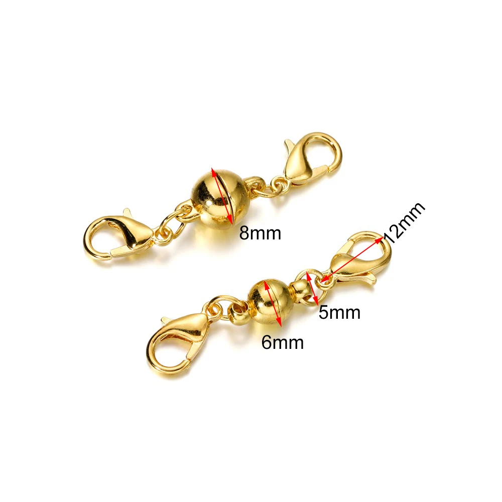 5pcs/lot Gold Copper Magnetic Clasp Lobster Clasp Combination Leather Bracelets Necklace For DIY Jewelry Making Supplies