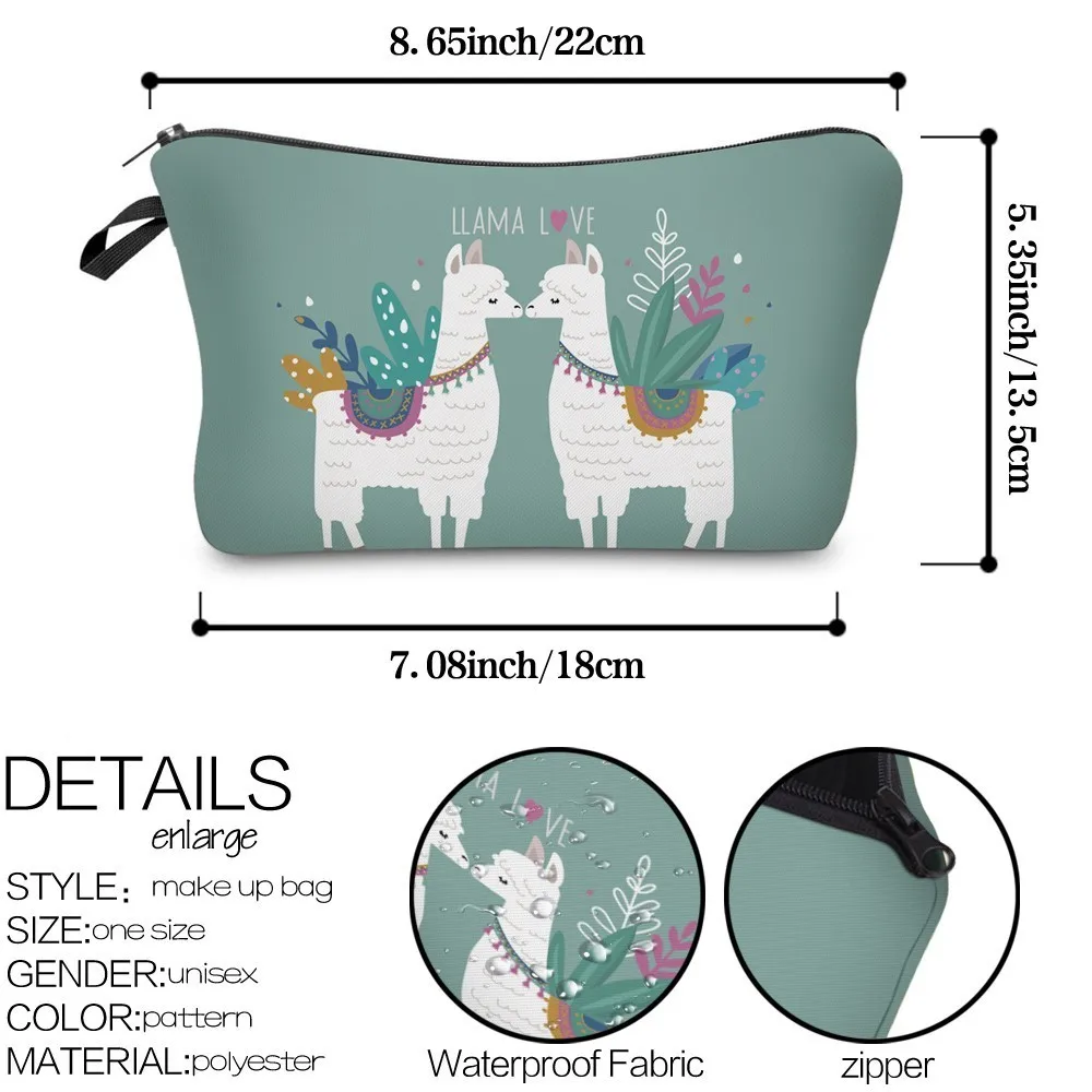 Deanfun Waterproof Makeup Bag Printing Llama Love Cosmetic Bags Travel Cosmetic Pouchs Organizer Storage Dropshipping 51434