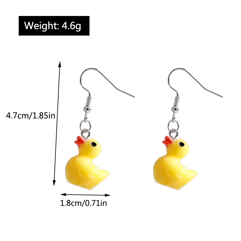 Aihua 3D Cartoon Gelbe Ente Ohrringe für Frauen Mädchen Original Niedliche Ente Tier Baumeln Ohrringe Neuheit Handgemachten Schmuck – Detail 1