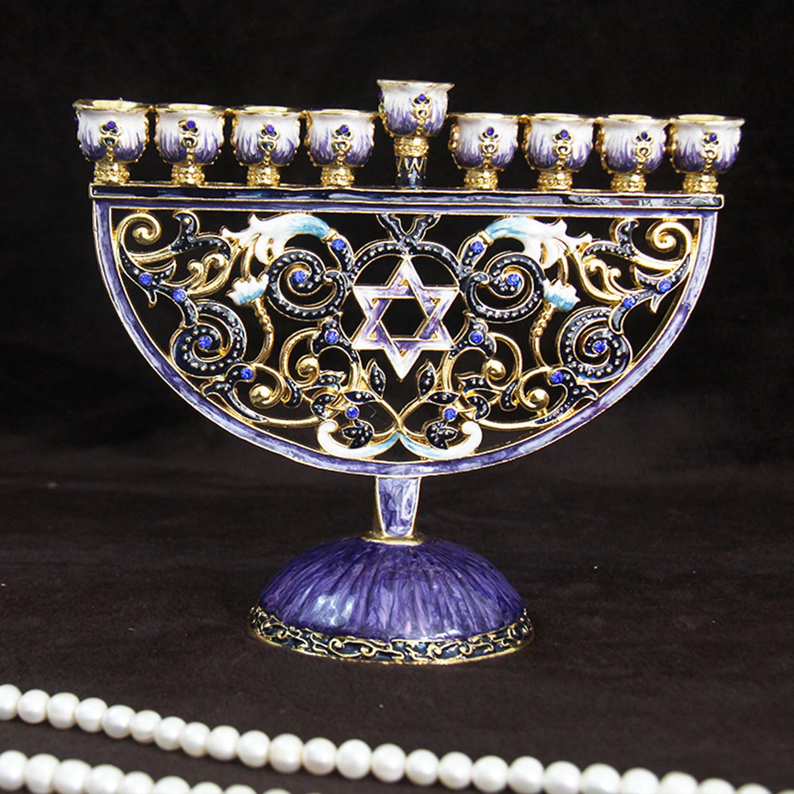 Hanukkah Menorah Candelabra Antique 9 Branch Candlestick Party Candle Holder