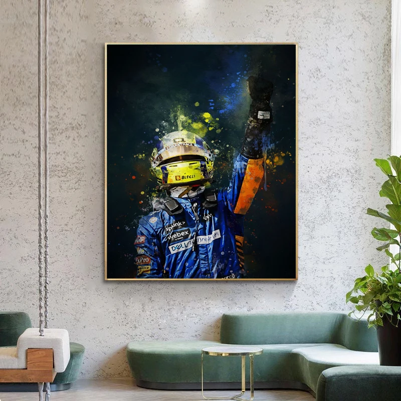 Lando Norris Poster F1 Race Cars Wall Art Canvas Painting Vehicle Prints Formula 1 Sports Picture for Living Room Home Decor