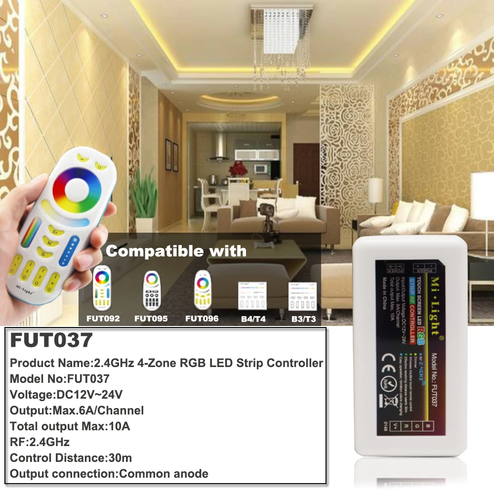 Imagem -04 - Miboxer Dimmer Remoto Fut096 Fut037 2.4g rf sem Fio Zona Led Controlador para Rgb Led Strip