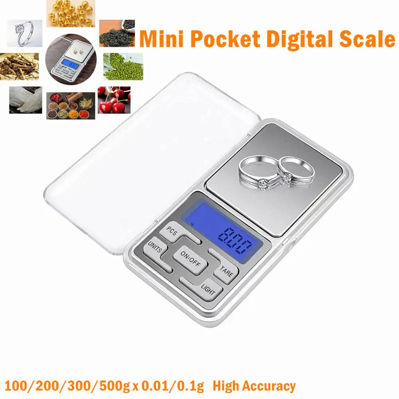 Mini báscula Digital para joyería, balanza eléctrica de alta precisión con retroiluminación, 100/200/300/500g, 0,01/0,1g