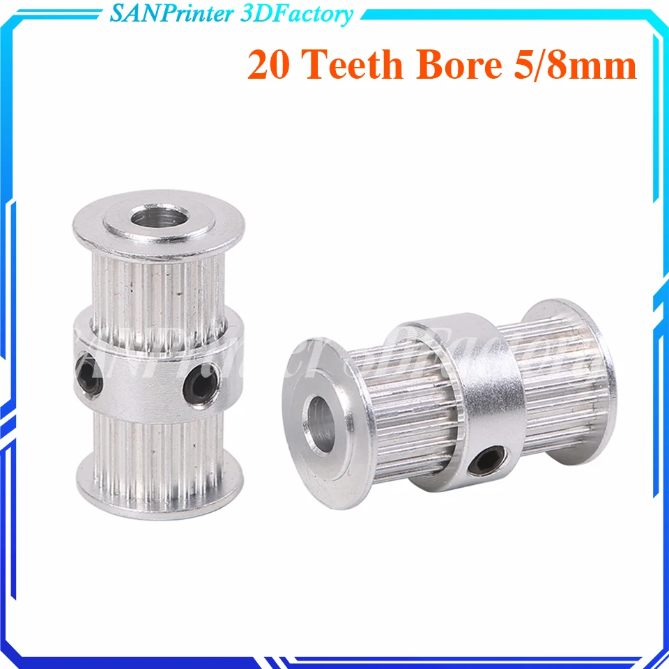 GT2 2GT 20 Teeth Double Head Aluminum Pulley Bore 5mm 8mm timing pulley Width 9mm Timing Wheel for 3D Printer