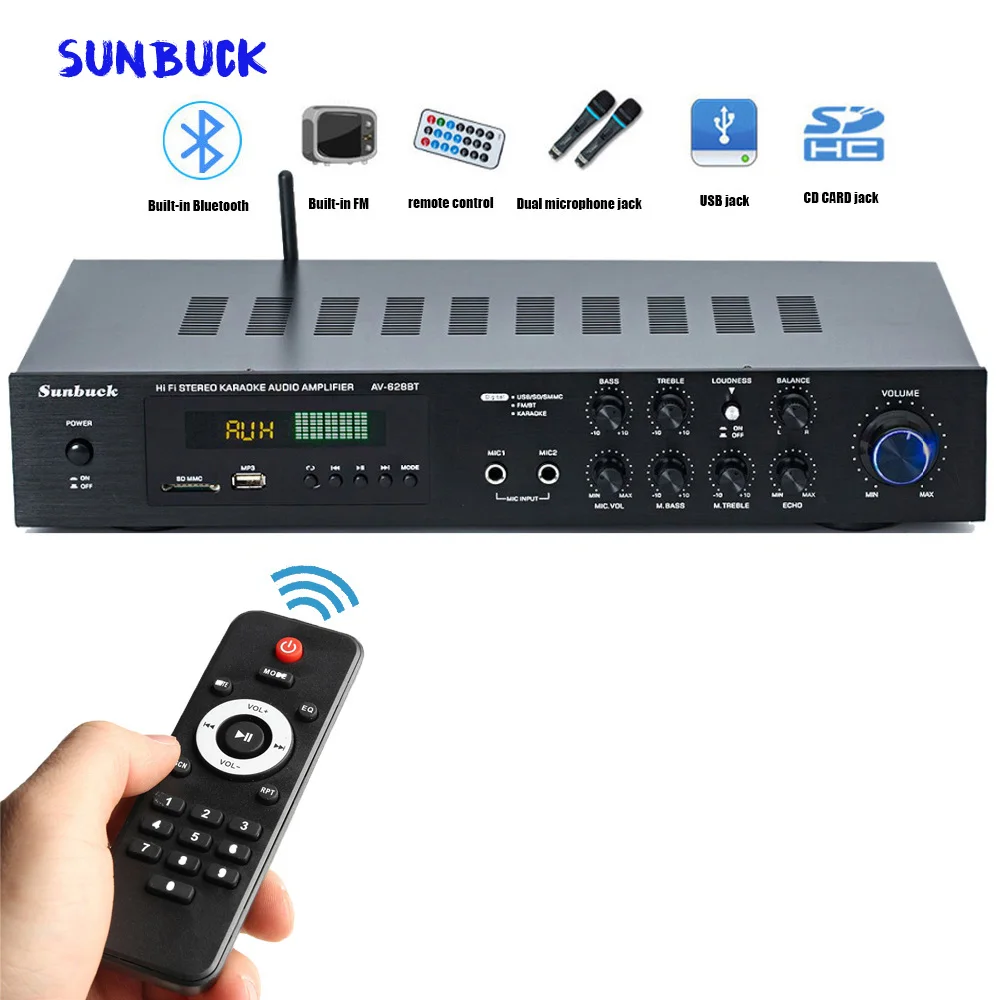 Sunbuck home theater 5.1 1000W HiFi Bluetooth audio amplifier 5.1 Stereo Surround Sound Home Karaoke amplifier home cinema