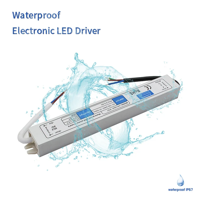 Led driver dc12v 24v ip67 à prova dip67 água iluminação transformadores para luzes ao ar livre fonte de alimentação 10w 20 30 36 45 60 80 100 120w