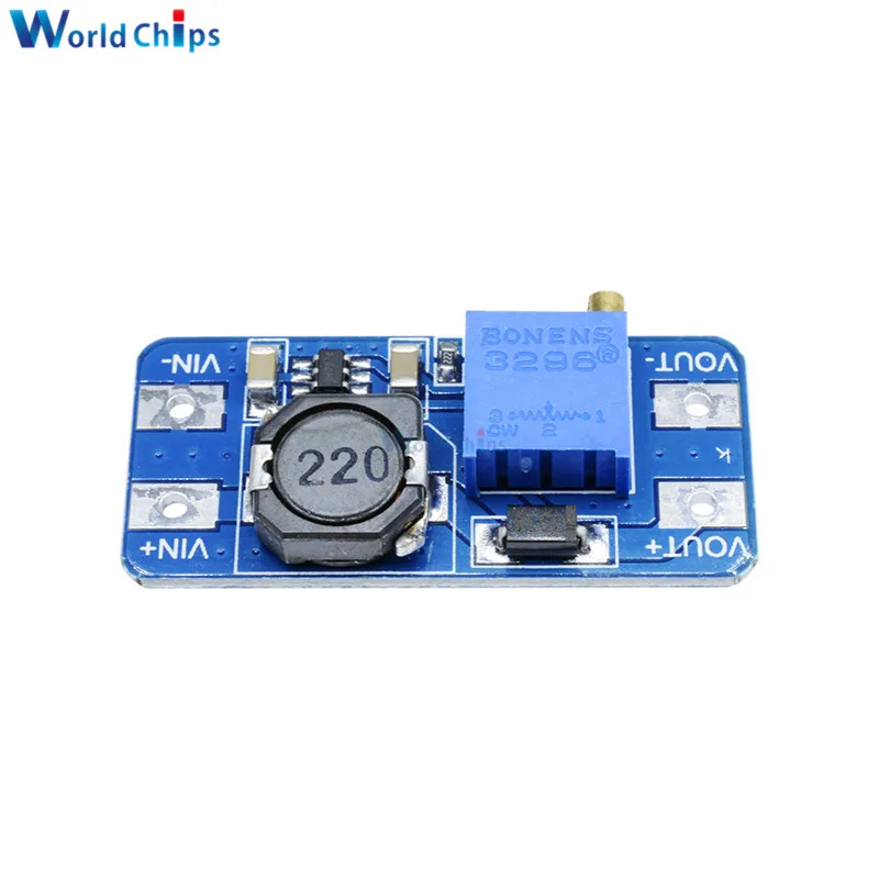 MT3608 DC-DC Adjustable Boost Module 2A Boost Plate DC-DC Step Up Converter Module with MICRO USB 2V-24V to 5V 9V 12V 28V