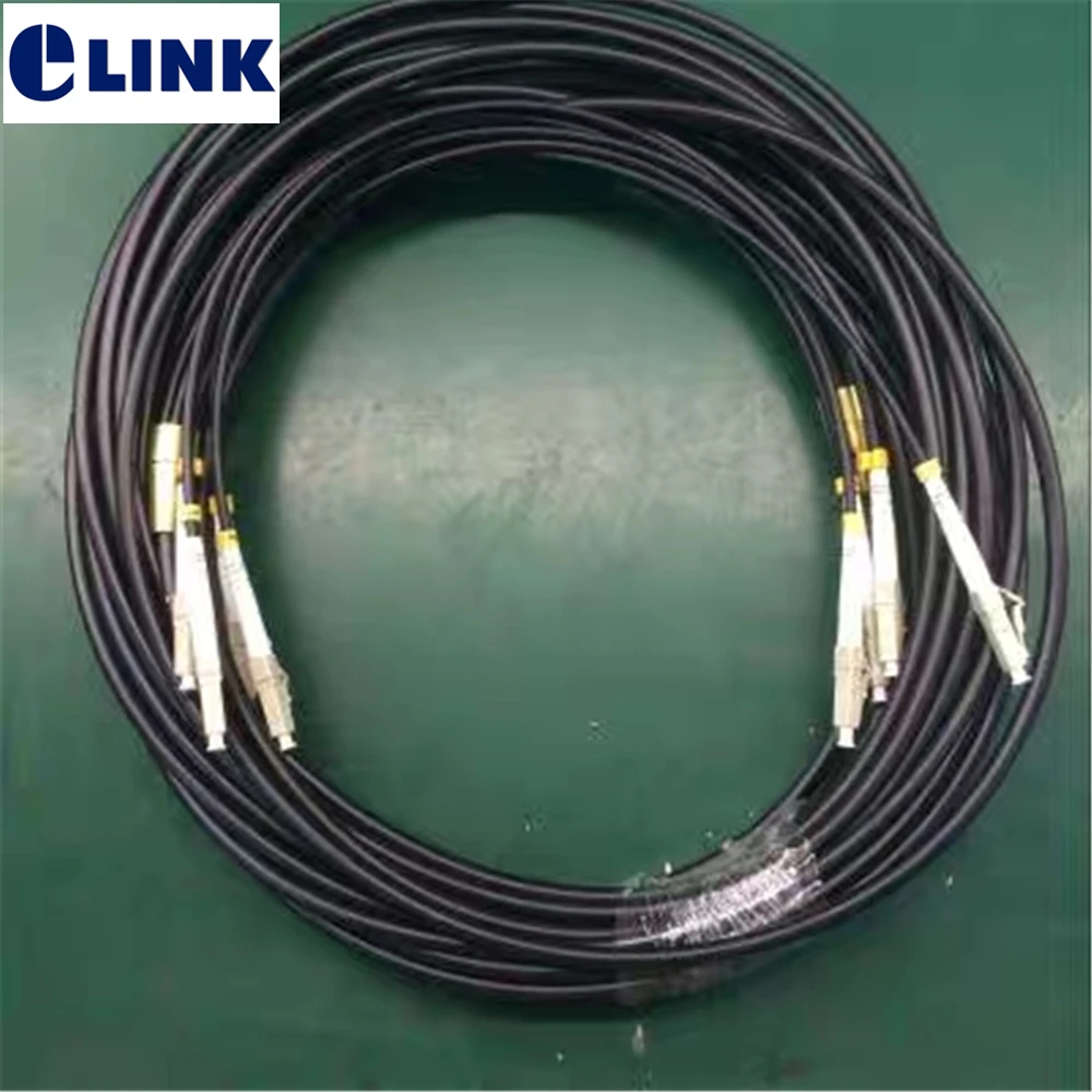 Cable de conexión de fibra óptica OM3, 40M, TPU, 4 núcleos, resistente al agua, LC SC FC, cable de conexión blindado, puente FTTA para exteriores, 4 fibras, 5,0mm