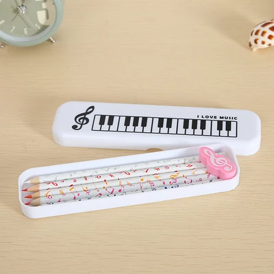 Creative musical note pencil case children mini simple piano keyboard treble clef Student stationery box School Office gifts