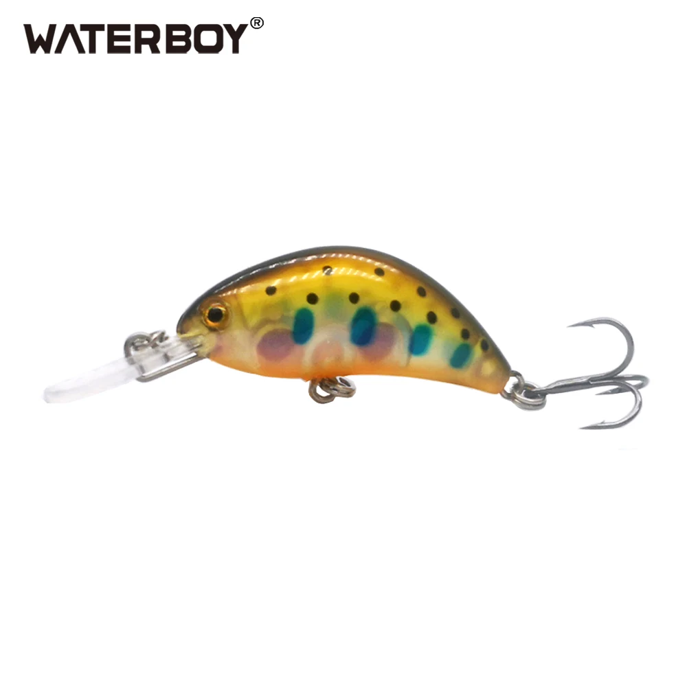 WATERBOY Mini Crank Minnow Lure 4cm 1.6in 3.4g 0.1oz  Wobbler Swimming Colorful Classic Artificail Small Fishing Bait