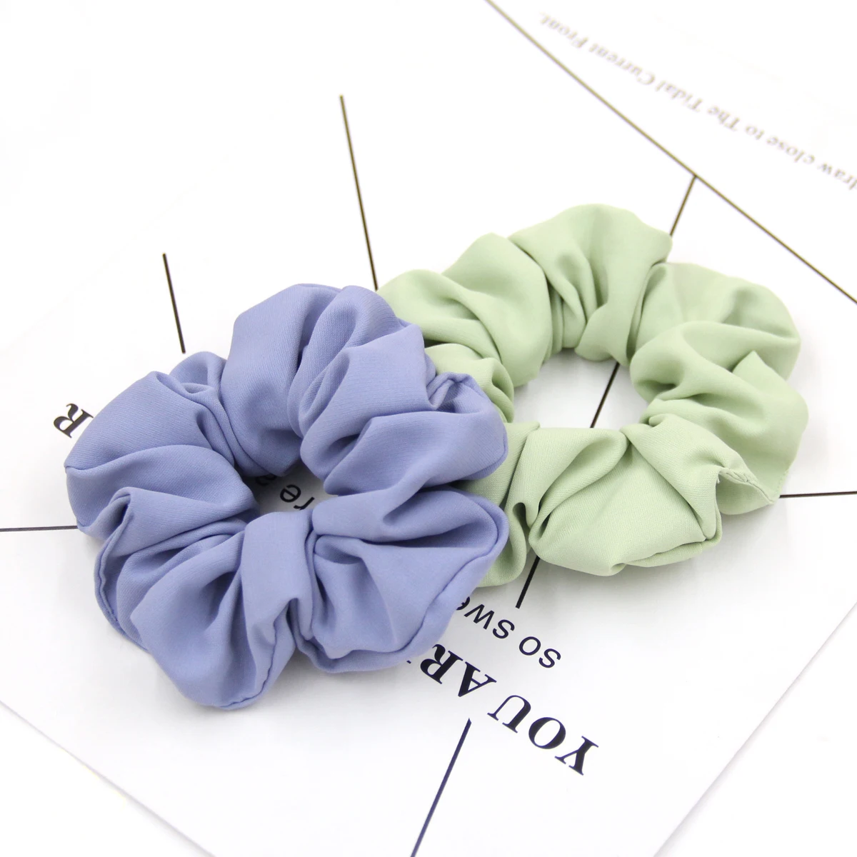 Furling Girl 1PC Solid Color Polyester Hair Scrunchies Ponytail Holder Hair ties Gum Elastic Hair Bands Headbands