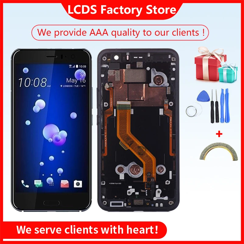 

For 5.5" HTC U11 LCD Display Touch Screen Digitizer Assembly with Frame Replacement Parts 2560*1440 For HTC U-3w U-1w U-3u LCD