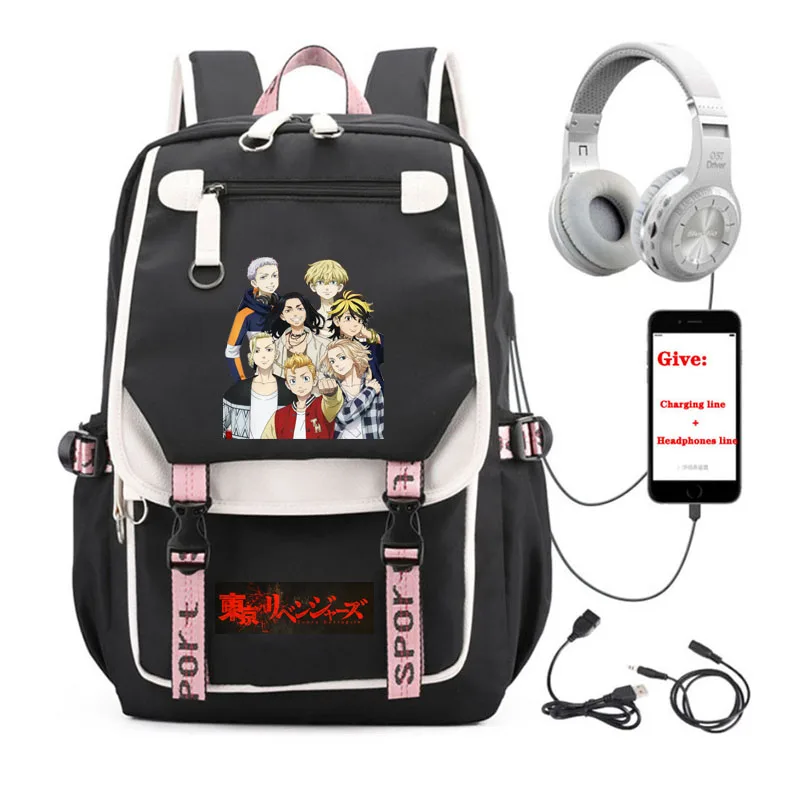 anime Tokyo Revengers backpack Women men Travel Backpack student School book Bag USB Charging teenagers Laptop packsack