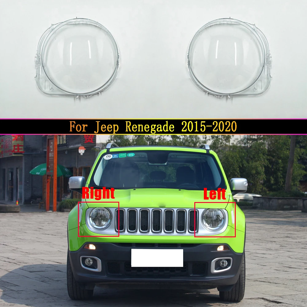 

For Jeep Renegade 2015~2020 Headlight Cover Transparent Mask Headlamp Lamp Shell Lens Replace Original Lampshade Plexiglass