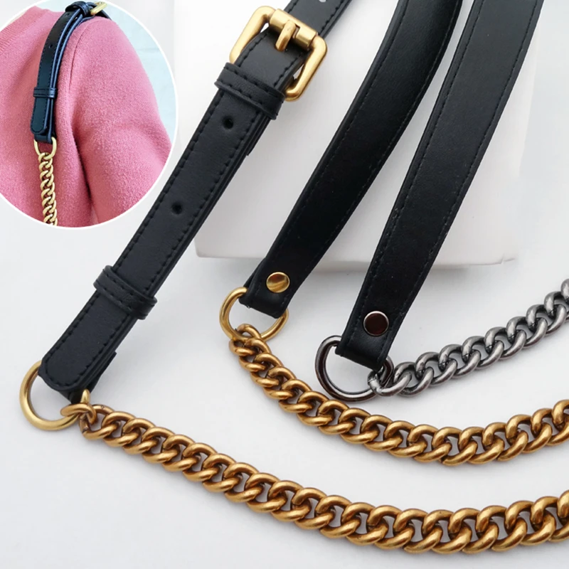 13mm Shoulder Bag Chain Aluminum Chain with Leather Bag Chain Clasp Bag Parts Hardware Messenger Bag Chain Buckle  High Quality