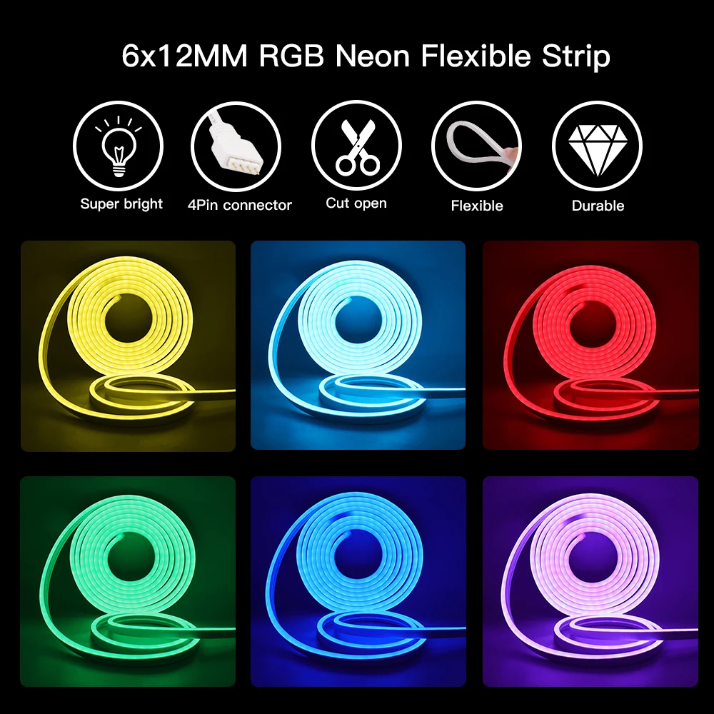 Mini Remote Bluetooth Music Neon LED Strip Light 5M 10M 12V 96Leds/m Waterproof RGB Flexible Tape Ribbon With Phone APP Control