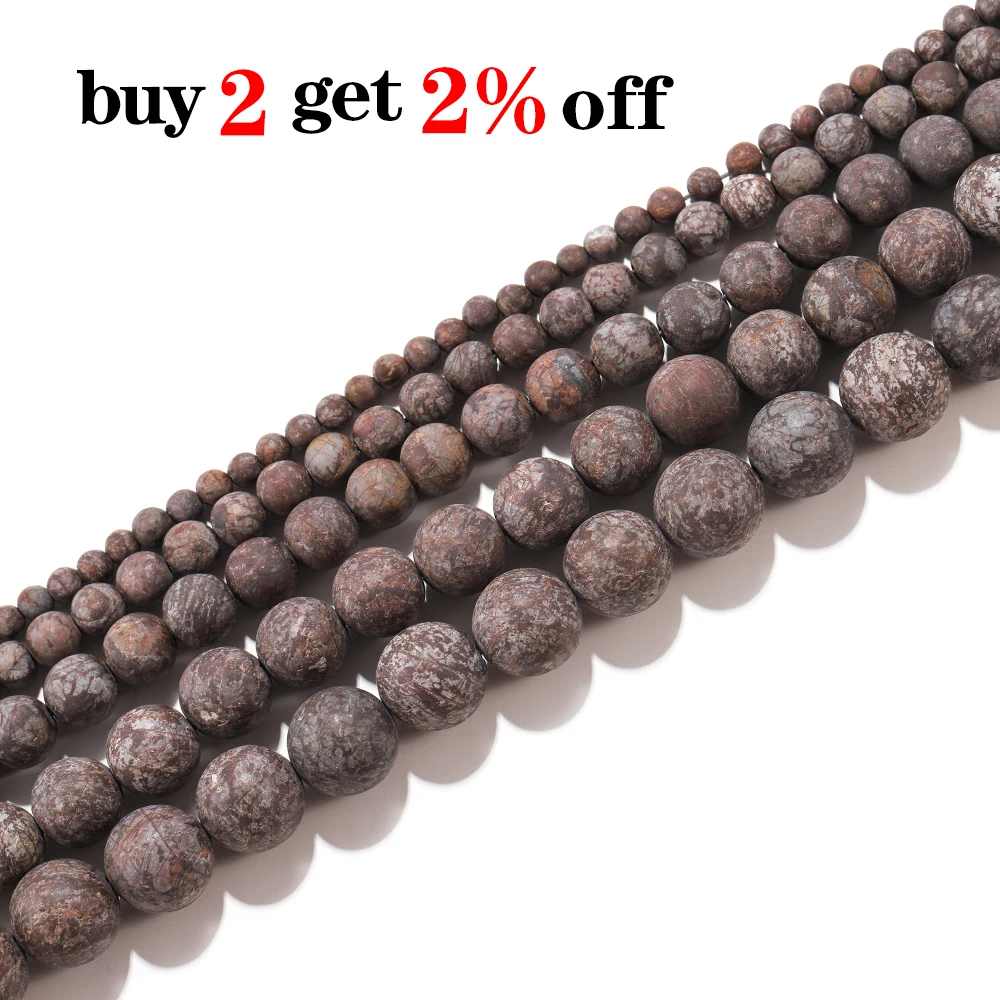 4-12mm Natural Stone Alabaster Brown Snowflake Obsidian Bead Round Loose Spacer Beads For DIY Bracelet Jewelry Making Findings