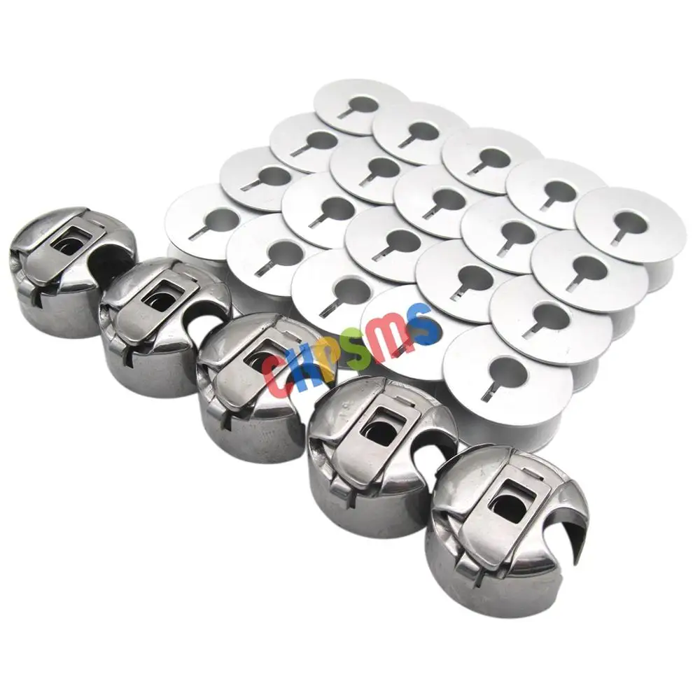 5 PCS. INDUSTRIAL SEWING MACHINE BOBBIN CASE #BC-DB1 (52237) AND 20 PCS BOBBINS #55623AS FIT FOR JUKI CONSEW SINGER BROTHER