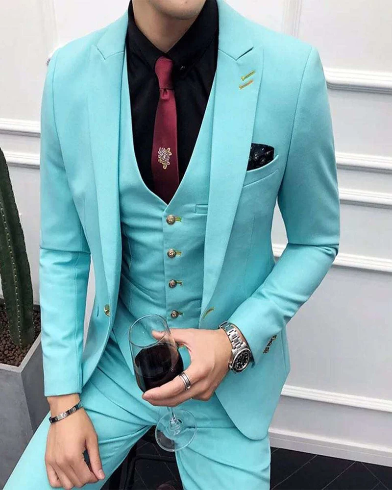 

3Pc Classic Men's Suits Green Jacket Vest Pants for Wedding Custom Made Suits Tailored Party Wear Male Suit Sets Blazer Trousers