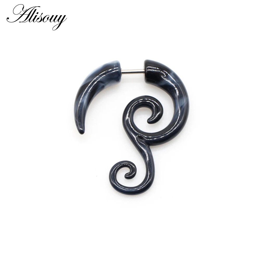 Alisouy 2pcs Acrylic Fake Cheater Twist Spiral Ear Taper Gauges Expander Earring Plug Body piercing jewelry