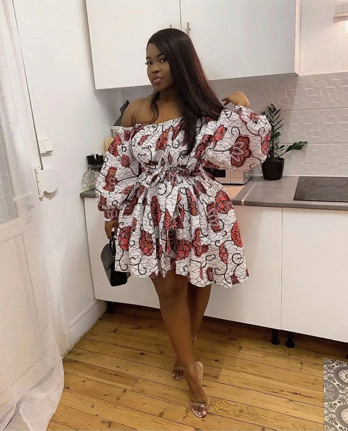 African Cute Dress For Women Traditional African Clothing Dashiki Ankara Bandage Summer Dresses Off Shoulder Print Ball Gown