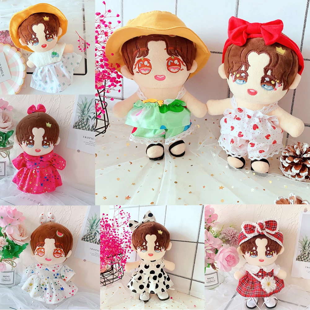 

2022 NEW Plush Doll Clothes Fashion Cute Princess Dresses Suit Fisherman Hat For 20cm Doll Accessories Girl Birthday Gift