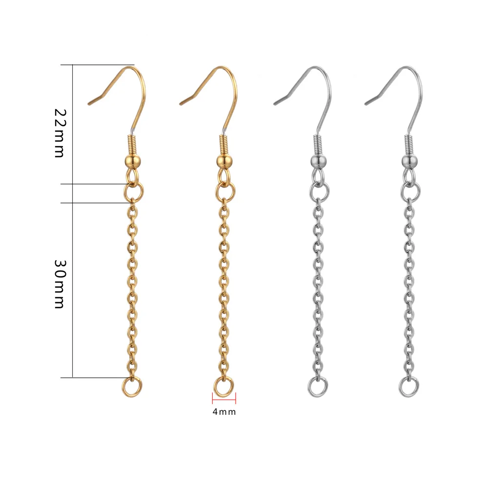 20pcs Gold Stainless Steel Earring Hooks Wires with Ear Earrings Pendant Charms Connector for diy Jewelry Making Finding Supplie