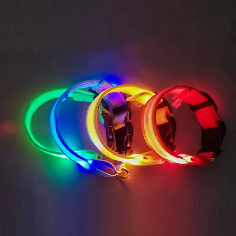 Nylon LED Pet Dog Collar USB Charging Dog Safety Night Light Anti-Lost/ Car Accident Avoid Luminous Collar For Pet Accessories