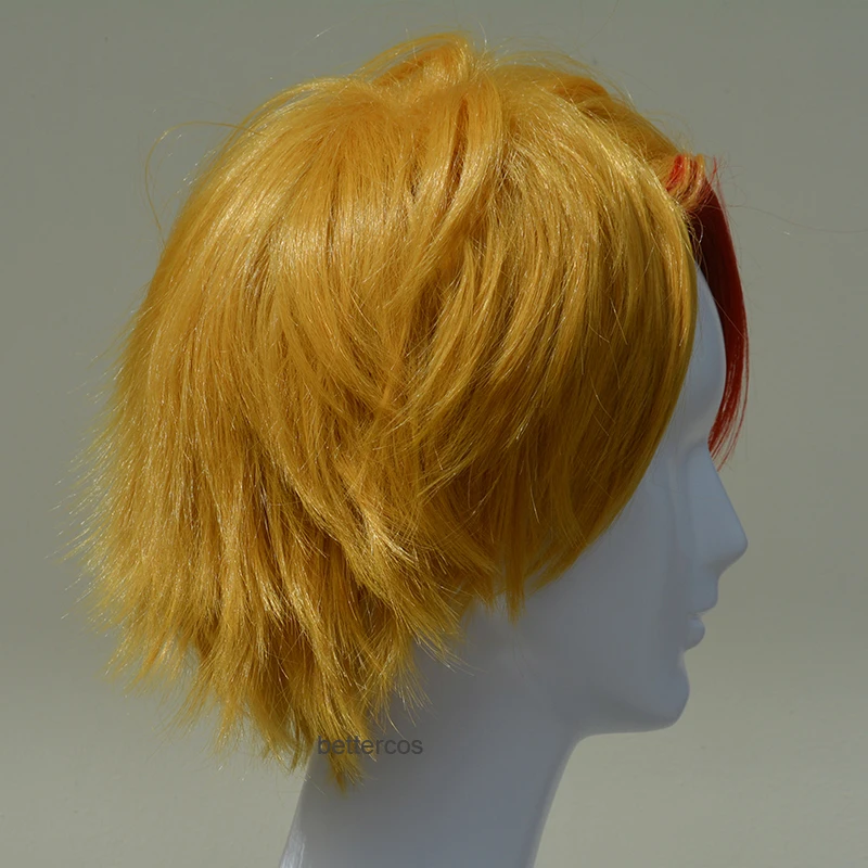 Minami Kenjiro Cosplay Wigs Short Golden Red Mixed Heat Resistant Synthetic Hair Wig + Wig Cap image 3