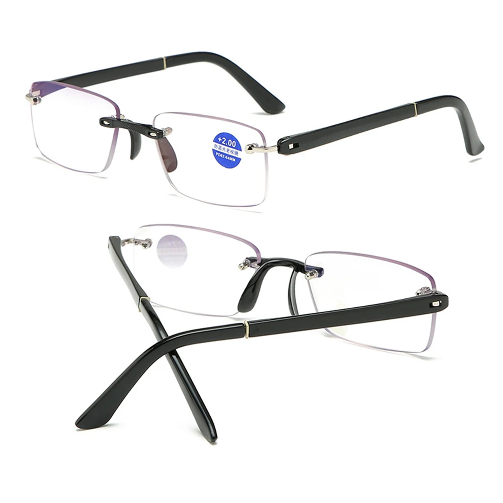 TR90 Rimless Frame Anti-blu Light Lenses Ultralight Reading Glasses +0.75 +1 +1.25 +1.5 +1.75 +2 +2.5 +2.75 +3 To +4 For Read