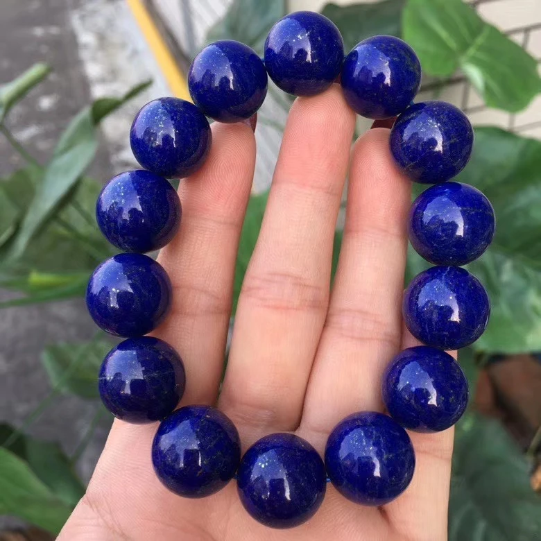 

Top Natural Lapis Lazuli Royal Blue Gemstone Women Men Bracelet Round Beads 15.5mm Fashion Jewelry AAAAAAA