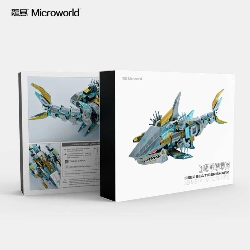 Microworld 3D Metal Puzzle Figure Toy Deep Sea Shark model kits Puzzle 3D Model kits Education Gift Toys For Children