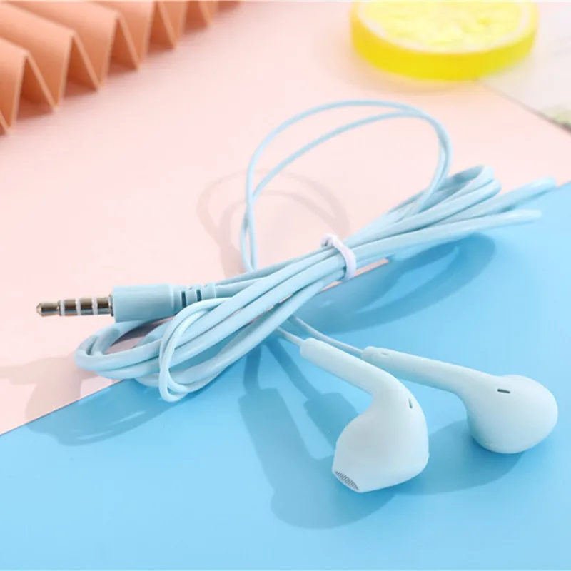 100 Pcs Portable Small Headphones 3.5mm In-ear Earphones Fashion Colors With Mic for Phone Xiaomi MP3 mp4