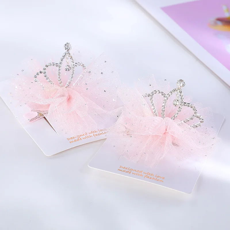 Children\'s Crown Barrettes Side Clip Birthday Headdress Mesh Princess Series Girl Hairpin  Snap Hair Clips Hair Clips for Girls